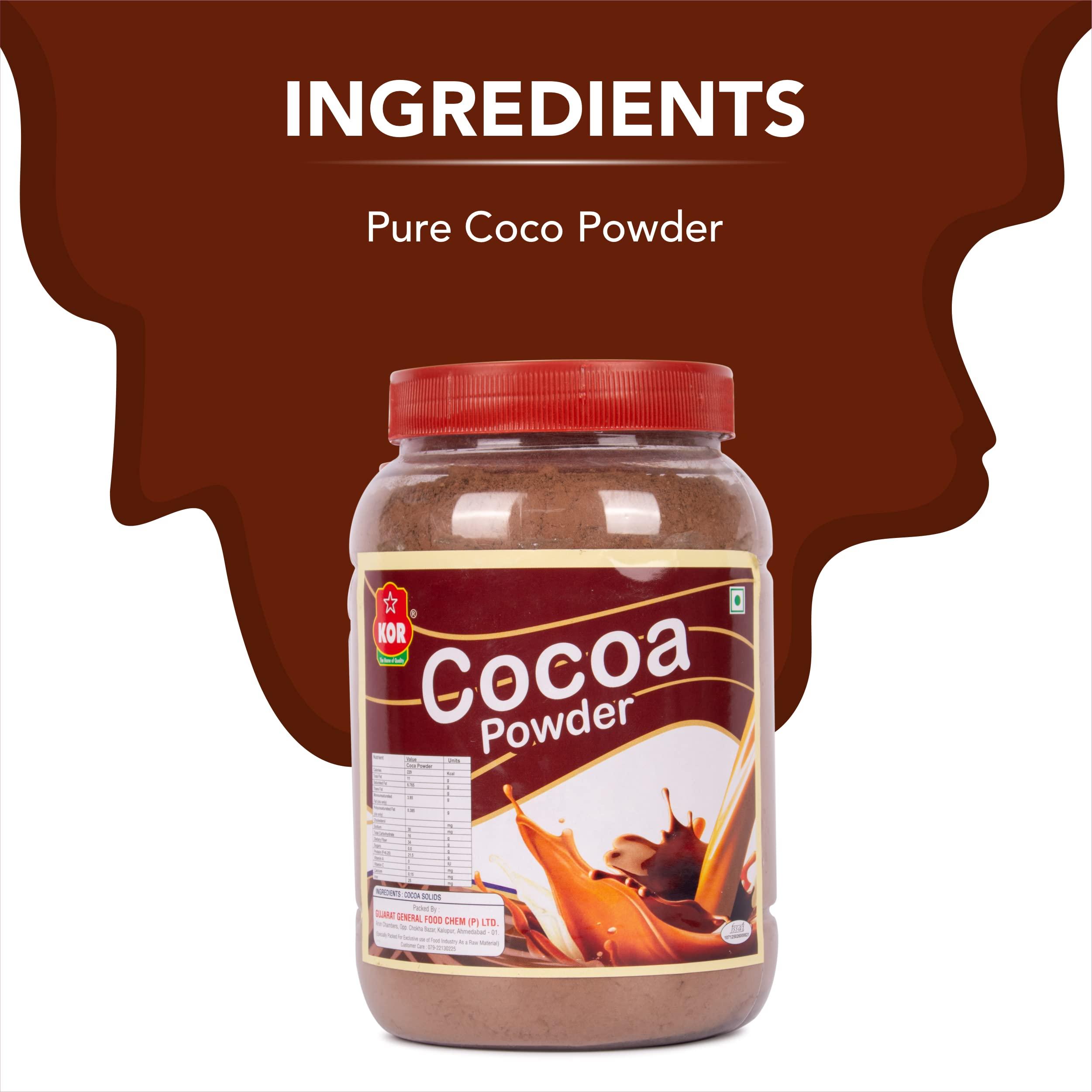 KOR KOR Natural Cocoa Powder - 400 Grams (Pack Of 1) | Used in Biscuits, Ice Cream, Dairy Drinks and Cakes | Shakes, Smoothies, Frosting Making | unsweetened Powder