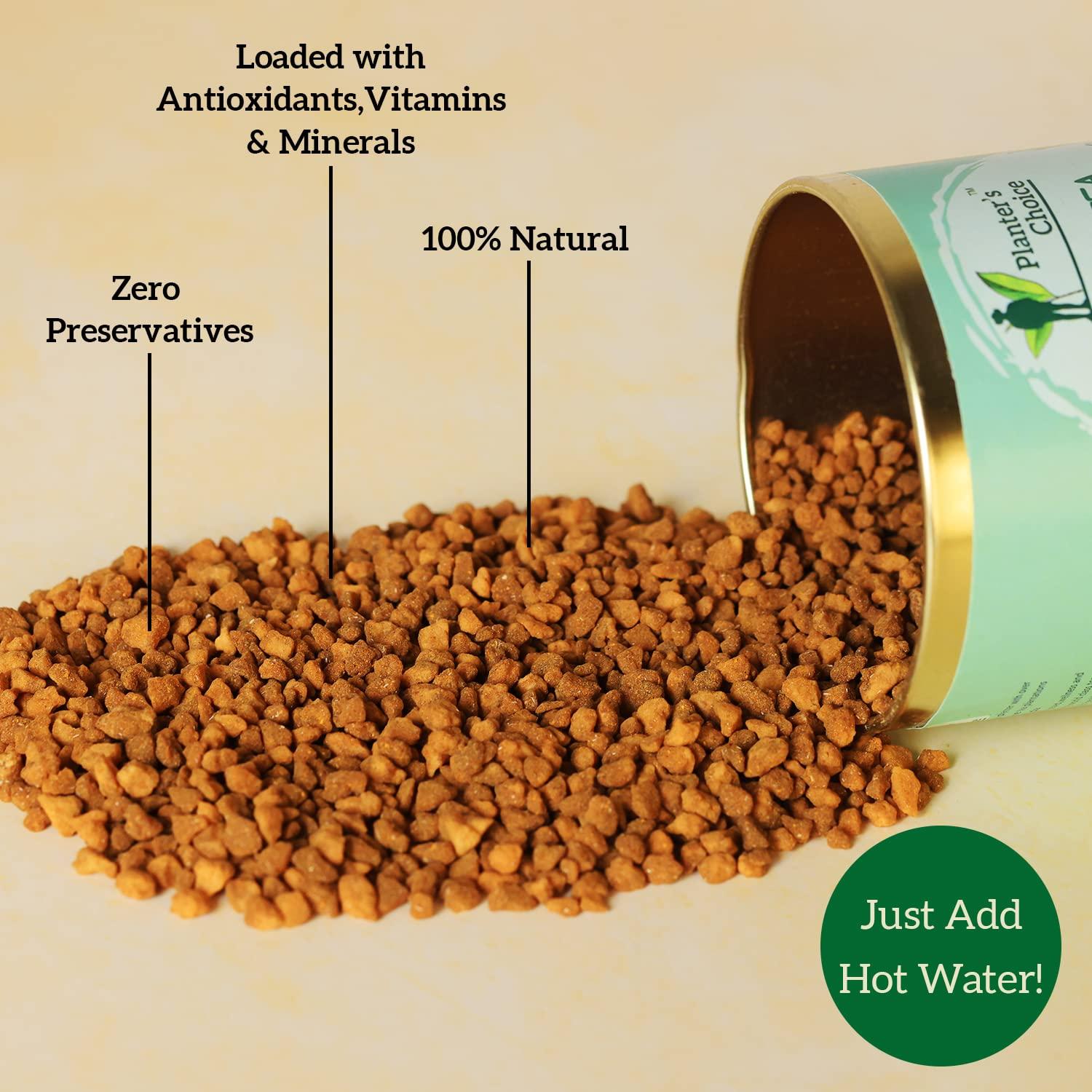 PLANTER'S CHOICE Planter's Choice 200GMS Instant & immunity Boosting Tulsi Turmeric Green Tea - Infused with Organic Jaggery Granules,Tulsi & Turmeric - Detoxifying & Antioxidant Rich -100% Natural - Zero Preservative