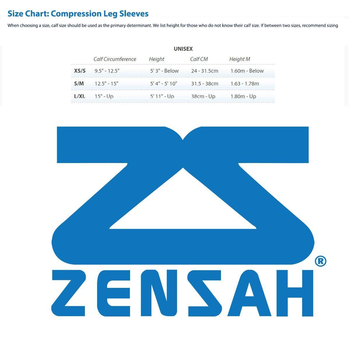 Zensah Zensah 6045-100-00 Compression Shin/Calf Sleeve, Black, X-Small/Small