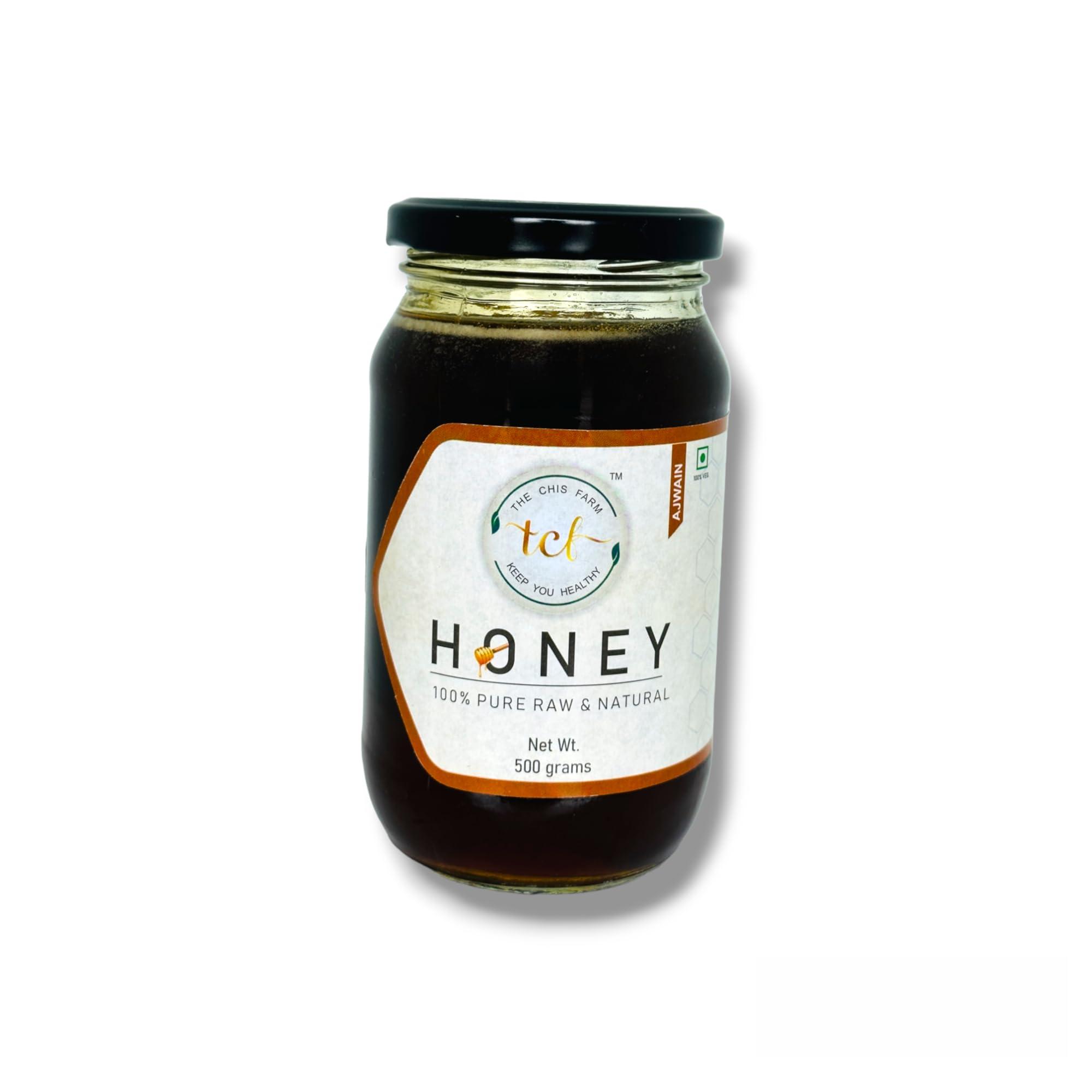 THE CHIS FARM THE CHIS FARM Raw Organic Honey | 100% Raw & Natural | No Added Sugar | No Antibiotics | Non GMO | Unpasteurize. (Ajwain, 500 Grm)