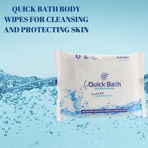 QUICKBATH Quick Bath Bed Bath Wipes for Adults & Patients with Aloe Vera & Vitamin E | Extra Large & Thick, 60 Wipes(10 Wipes/Pack)