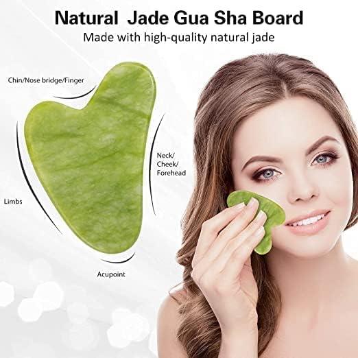 ASM SOLUTION Jade & Gua Sha Stone Set - Face Massager, Ice Roller & Gua Sha Stone Tool