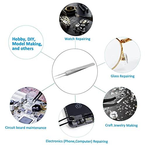 CH2-27APR23-BHN6RDMV Generic Industrial Tweezer, Stainless Steel Comfortable Touch Impact Resistant Fine Point Tweezer Anti Acid Rust Resistance High Hardness for Microelectronics (14L) |