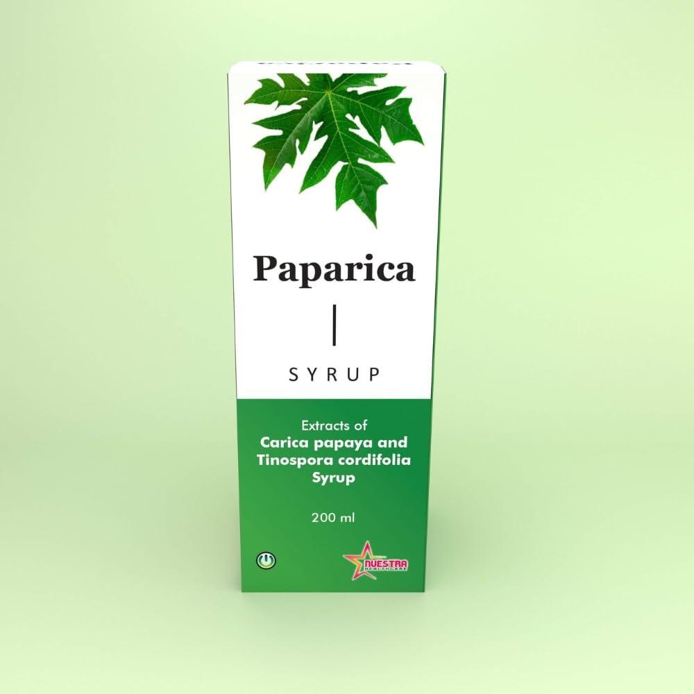 PAPARICA Nuestra 200 ml Paparica Syrup for Platelet Count | Platelet Count Increase Syrup | Papay Leaf Extract | Platelet Count Booster | (Pack of 1)