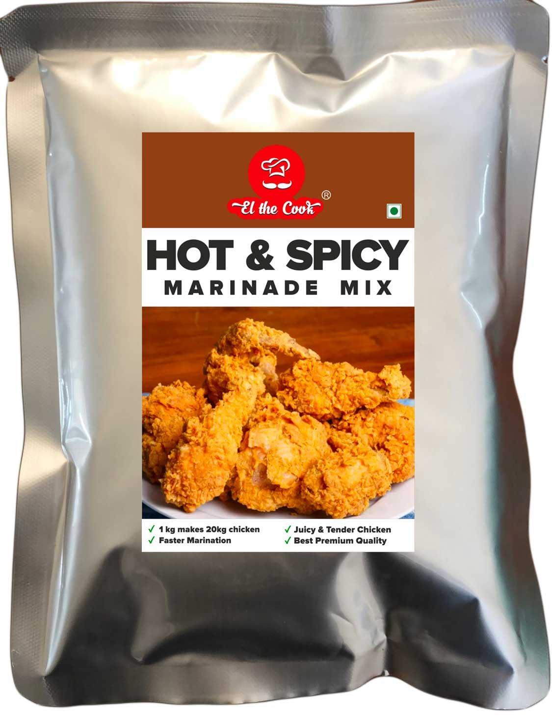 EL The Cook EL The Cook Hot & spicy Marinade Mix | Premium Seasoning Powder Masala | Marinate to make fried Chicken, Popcorn paneer, fish fingers | Easy to use, 100% Veg, 1 KG
