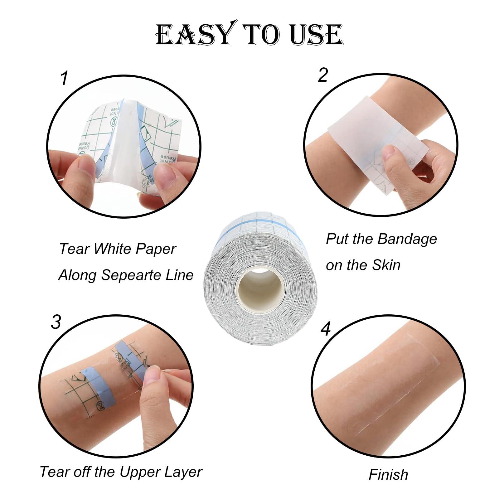 OXYGLOBE Transparent Stretch Adhesive Bandage,Band Aid Waterproof Bandages for Wounds Clear Waterproof Bandages Dressing Tape Bandaid Strips Waterproof Clear Adhesive Bandages(5 Cm * 5 M).