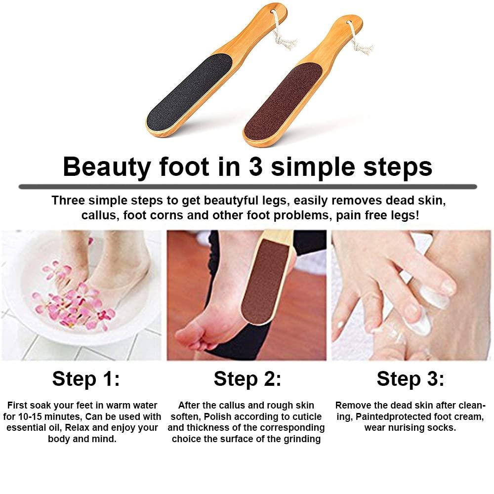TUSAN TUSAN Premium Foot Scrubber For Dead Skin | Pedicure Brush Feet Dead Skin Remover Double Sided Wooden Callus Remover For Feet, Repaire Cracked Heels, Dry and Thick Rough Skin, and Foot Corns.