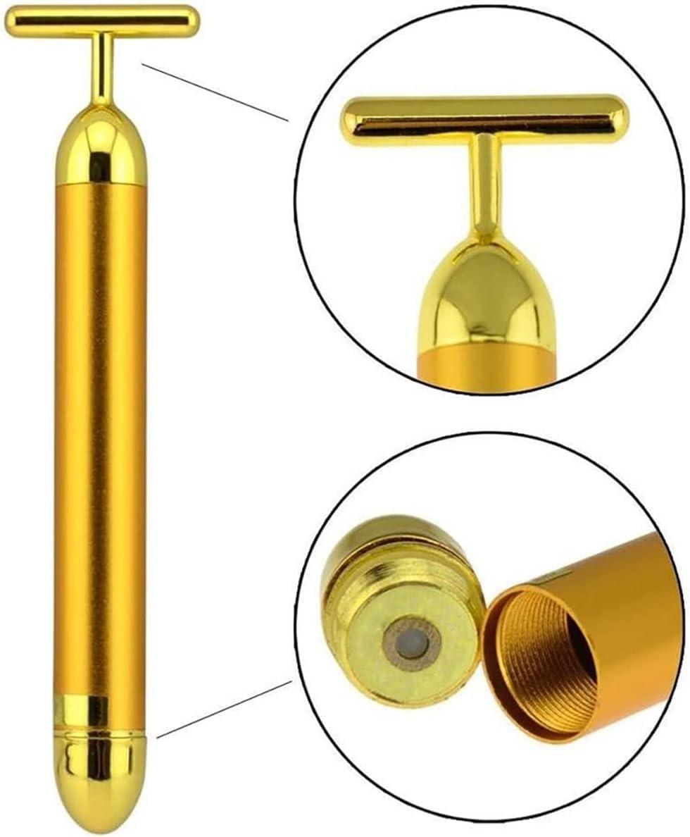 Angel Kiss Angel Kiss Beauty Bar 24k Golden Pulse Facial Massager T Shape Gold Facial Beauty Massager Energy