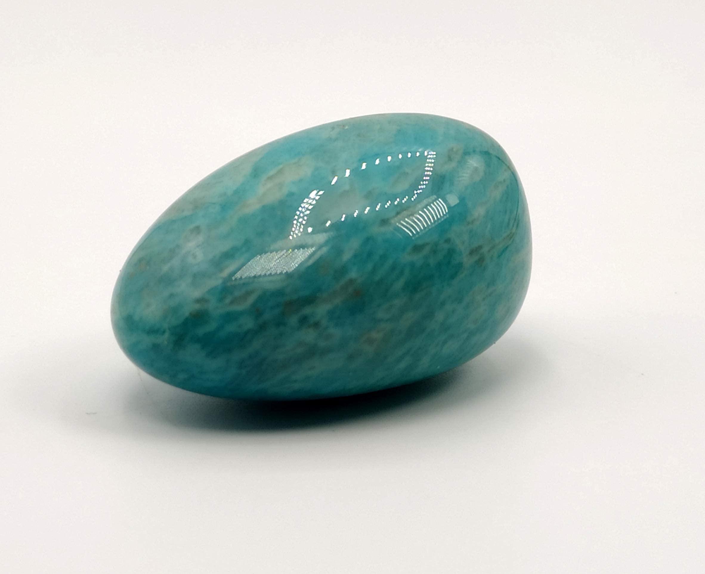 Plus Value Plus Value Premium Amazonite Pocket Stone for Creativity, Recovery & Positivity Reiki Healing Crystal Aura Chakra (1pc, Jute Bag)