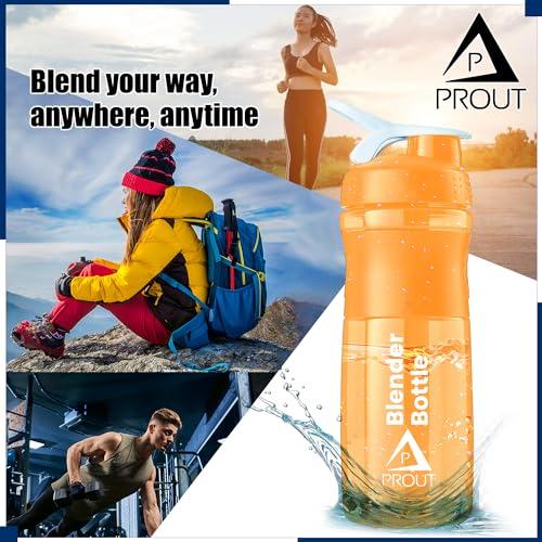 PROUT PROUT Gym Shaker | Water Bottle | Supplement Shakers | Shaker Bottle | Blender Bottle | Classic Protein Mixer Shaker Bottle with Blender Ball (Orange)