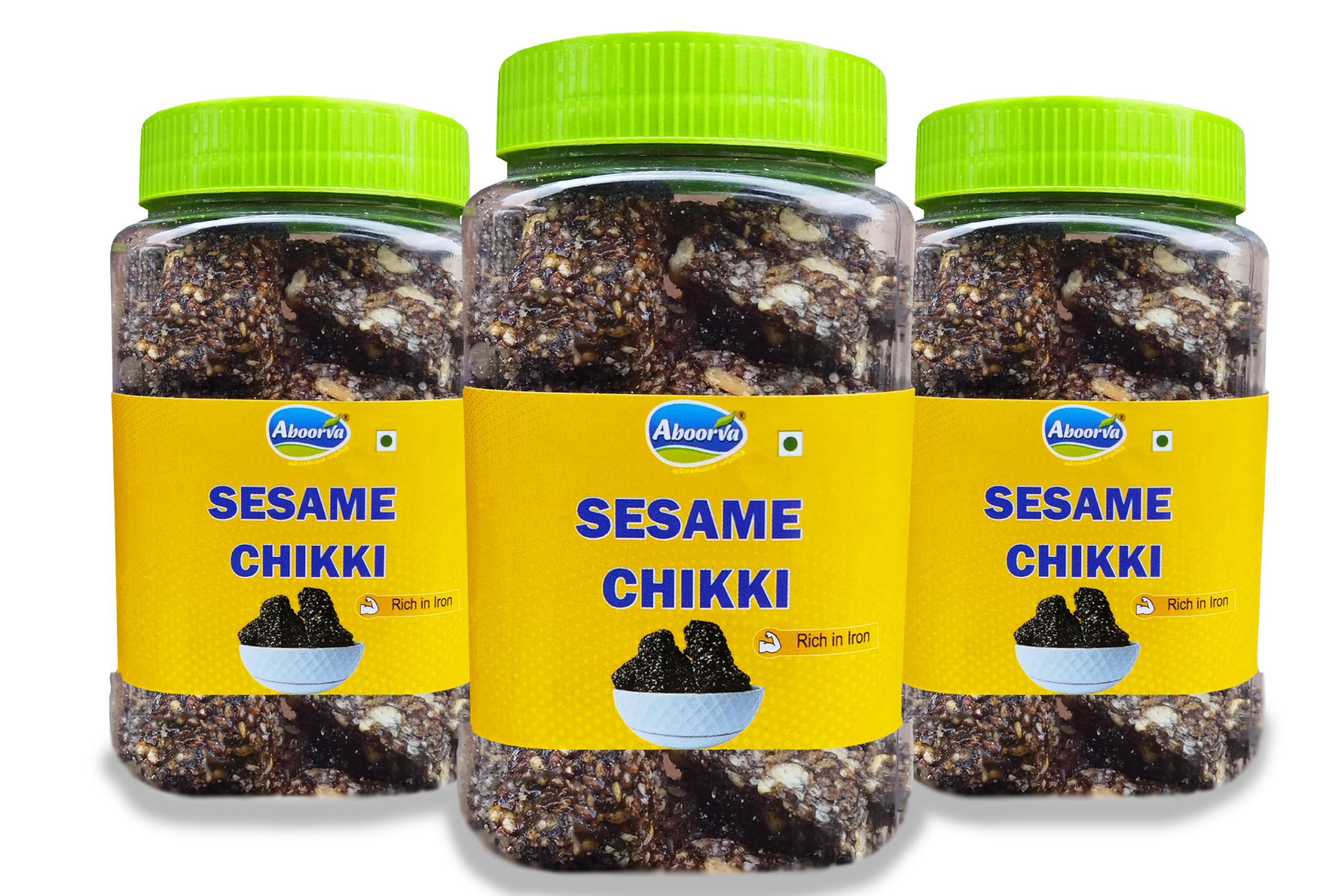 Aboorva Aboorva Black Sesame Chikki(3 Jars, each 200g)