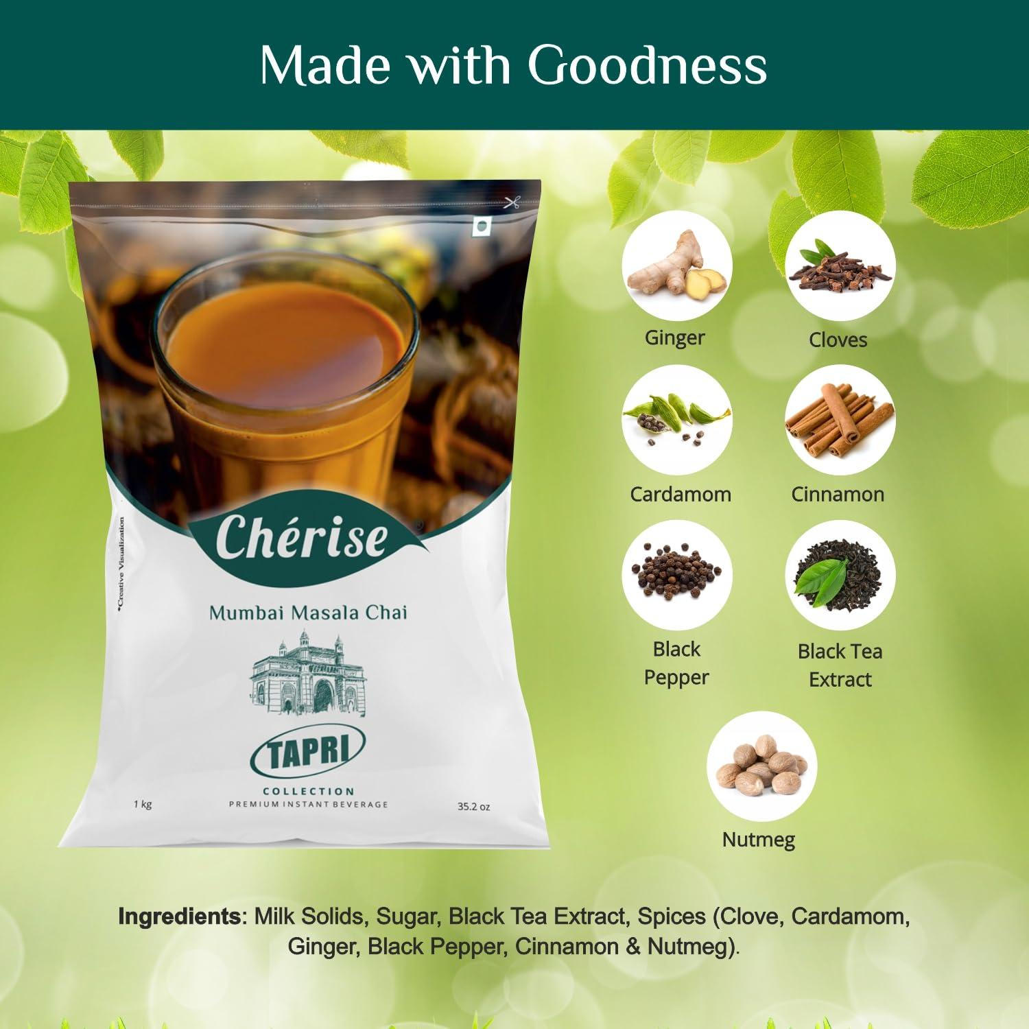 Cherise Cherise Tapri Premium Mumbai Masala Chai, Instant Tea Premix (1 kg Pouch)