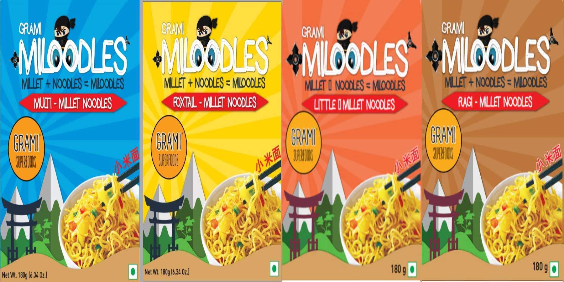 Grami SuperFoods Grami SuperFoods Assorted Noodles (Ragi Milnoodles, Foxtail Milnoodles, Multi Milnoodles, Little Millet Noodles) 180g