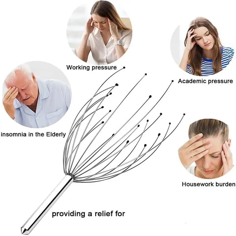 Acupunctoreum Acupunctoreum acupressure Scalp Massagers For Hair Stimulation and Stress Relief Handheld Head Massage Tingler Finger Rings - 2 head massagers And 2 Finger Rings.