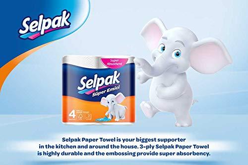 SELPAK Selpak Imported Paper Towel Kitchen Roll 3 Ply - 6 Rolls & Toilet Roll - 3Ply (8 Rolls/Pack) & Imported Perfumed Powder 3Ply Toilet Tissue Paper - 8 Rolls