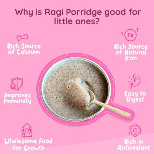 HAPUP Hapup Ragi Mix Sprouted - Instant Healthy Cereal/Porridge Mix for Little Ones - 500gm | No Sugar, No Preservatives, No Salt | Made with Sprouted Ragi, Almonds, Elaichi