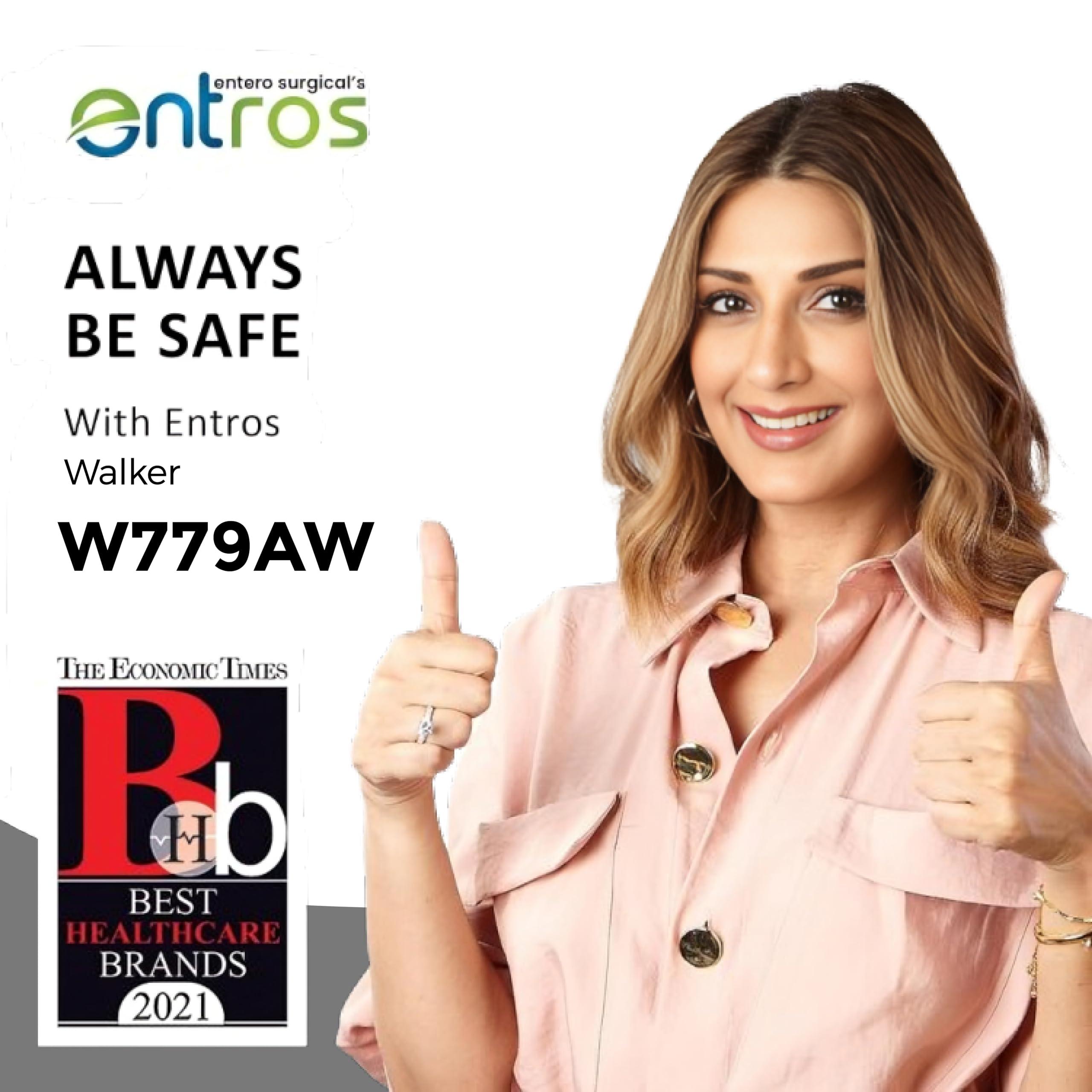 entros Entros Adult Walker with Wheels | Lightweight, Foldable & Height Adjustable Walkers for Adult, Senior Citizens, Handicap & Patients | MS Power Coated, Black, W779AW