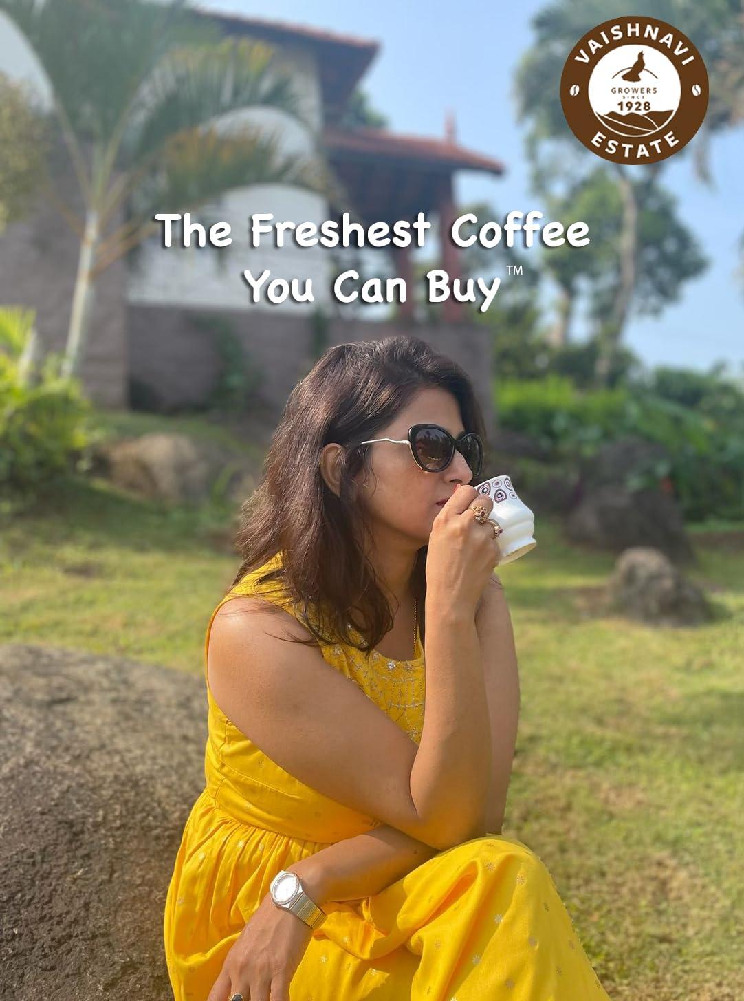 Vaishnavi Estate Vaishnavi Vegan Light Roast Robusta Single Origin, Shade Grown Fresh Coffee || 100% Pure Coffee || (Whole Bean, 250 grams)