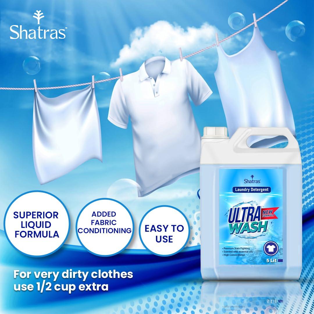 Shatras Shatras Ultra Wash Low Foam Laundry Liquid Detergent, For Top & Front Load Washing Machine Fabric Sanitising Germ Guard Daily Wash Laundry Detergent