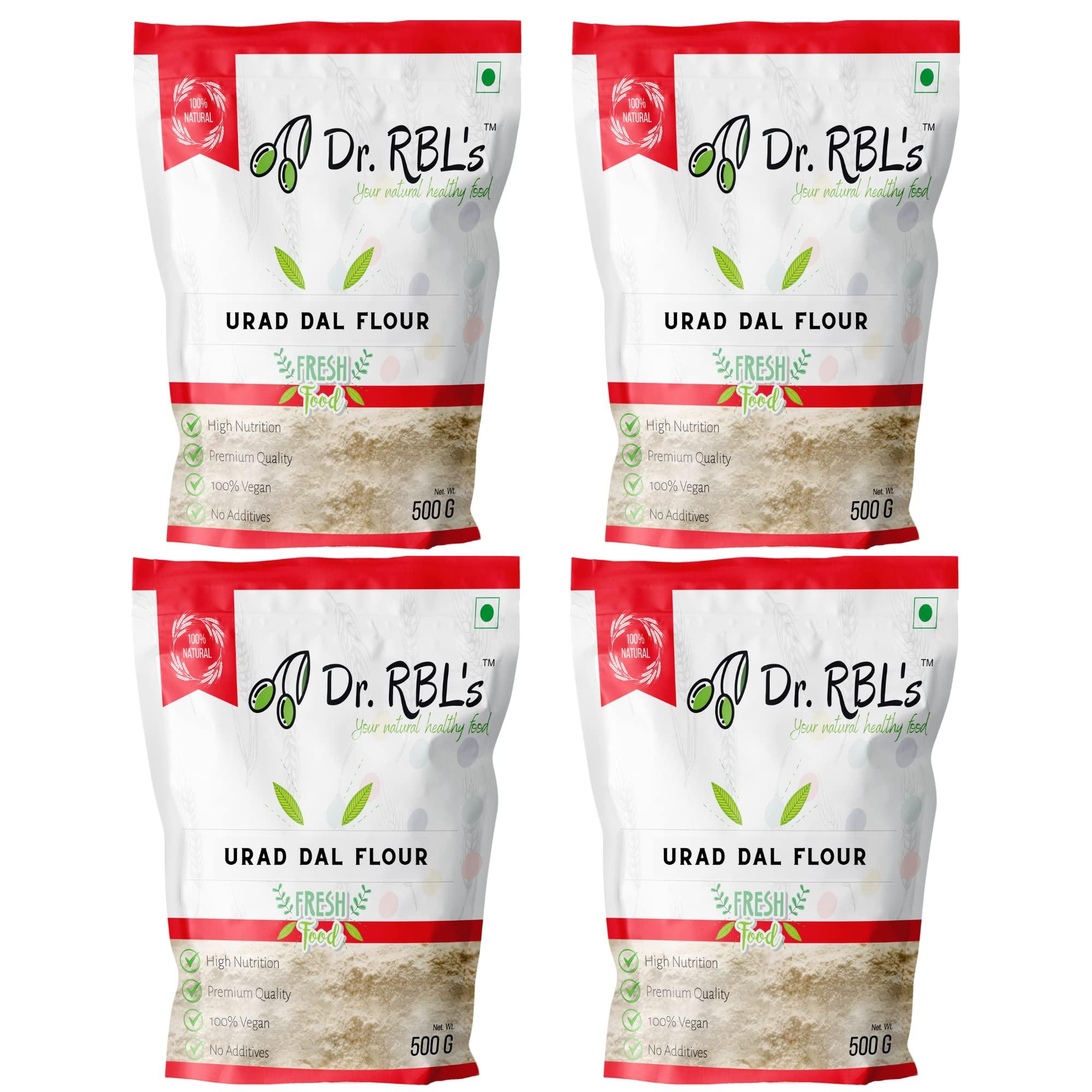 Dr. RBL's Dr. RBL's 100% Fresh and Natural Urad Dal Flour | Urad Dal Atta/Black Gram Flour| Nutritious and Healthy for Cooking and Baking | Pack of 4, 500g each