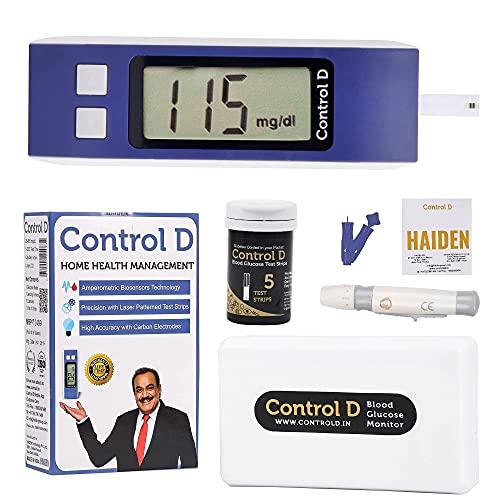Control D Control D Diabetes Sugar Testing Machine with 5 Strips Glucometer
