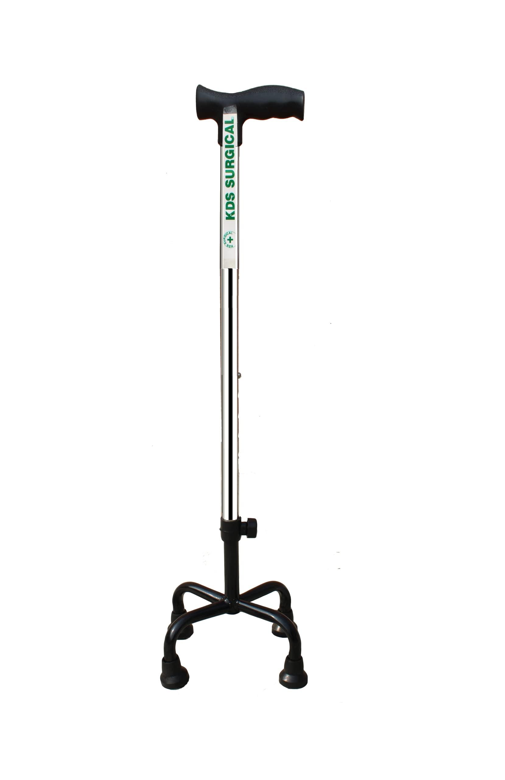 KDS SURGICAL Kds Surgical 4 Leg Black Adjustable Height Crutch Handle Walking Stick for Unisex