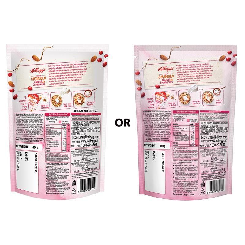 Kellogg's Kellogg\'s Combo, Kellogg\'s Crunchy Granola Almonds and Cranberries 460g and Kellogg\'s Crunchy Granola Honey, Almonds, Strawberries & Pumpkin Seeds, 450 g