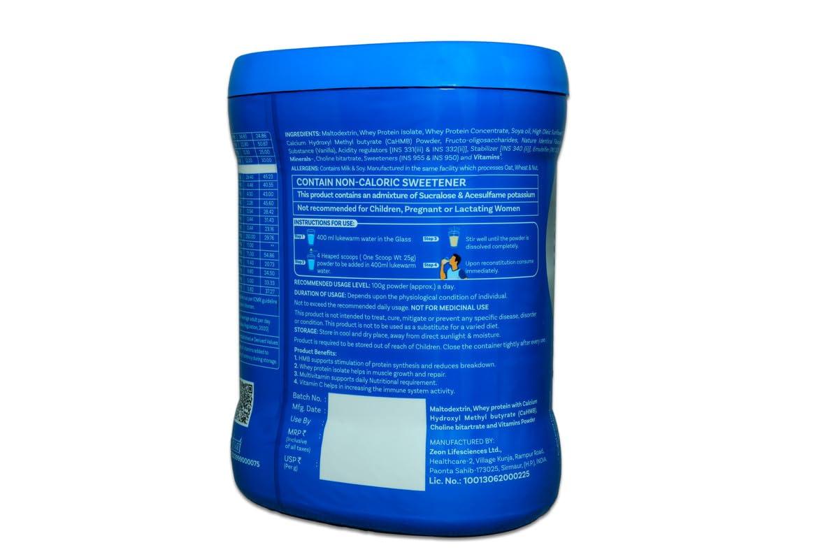 Wemsure Wemsure High Protein Powder with HMB - Diabetic-Friendly, Trans Fat-Free, Vanilla Flavor, 400g - Daily Protein Supplement with Multivitamins & Minerals