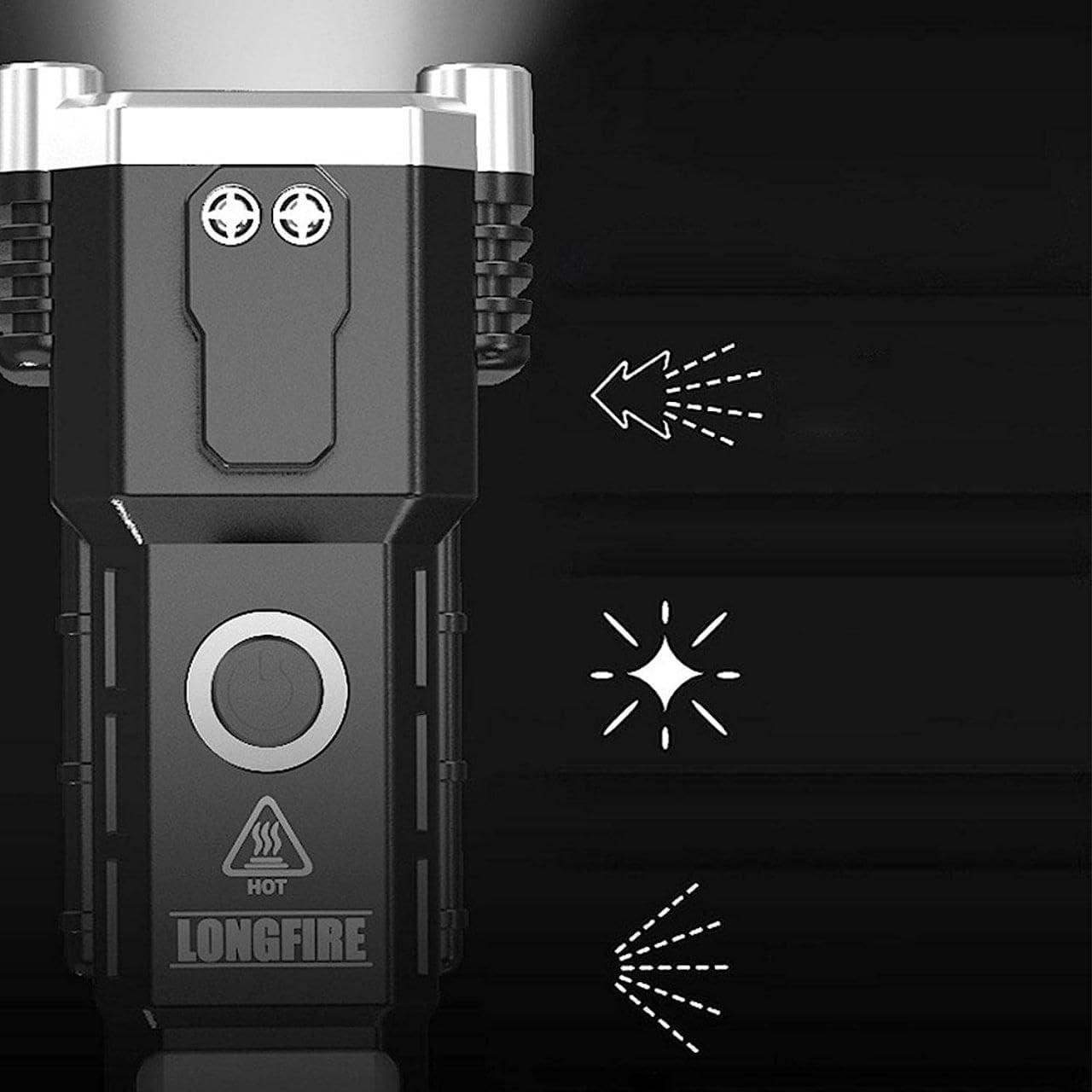 MN_Creation MN_Creation LED 3W Torch Light Rechargeable Torch Flashlight,Long Distance Beam Range Car Rescue Torch with Hammer Window Glass and Seat Belt Cutter Built in Mobile USB Fast Charger Power Bank