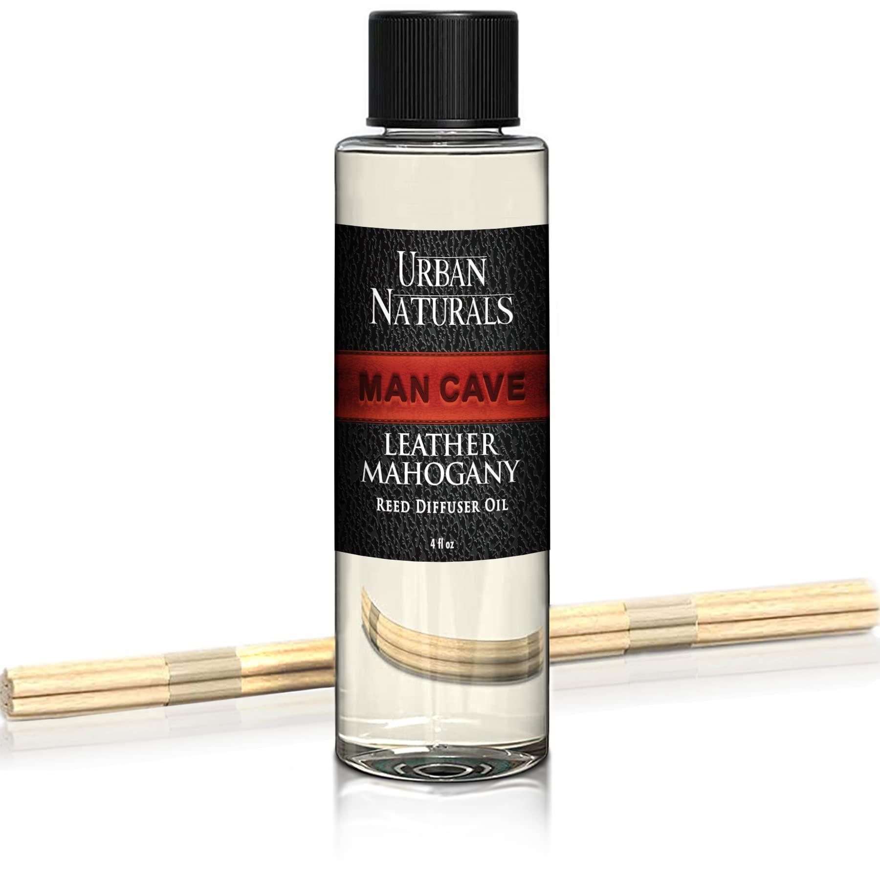 Urban Naturals Urban Naturals Leather Mahogany Scented Oil Reed Diffuser Refill | Includes a Free Set of Reed Sticks! 4 oz.