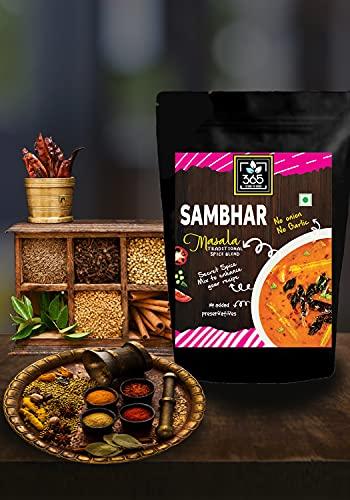 365 STORE TO DOOR 365 STORE TO DOOR Indian Spice - Jain Sambhar Masala, 250 gm | Homemade Powdered | for Healthy Cooking | Ready to use | All Seasonings Spices | Pure & Hygiene | Spice Mix – Pack of 1