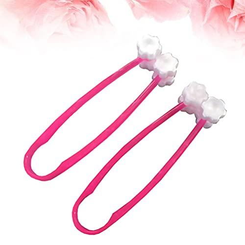 TEHAUX Face Massage- 2pcs Cat Roller Relaxer Silicone Grooming Brush Tool Face- Lift Legs Massage Rose Red