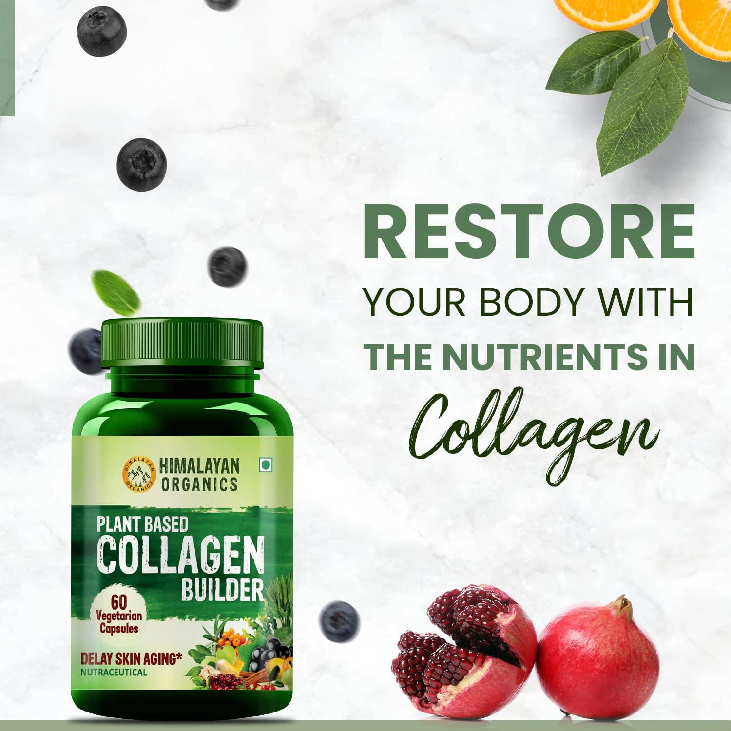 HIMALAYAN ORGANICS Himalayan Organics Plant Based Collagen Builder for Hair and Skin with Biotin and Vitamin C - 60 Veg Capsules