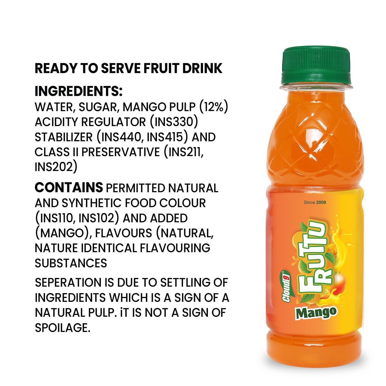 Cloud9 Cloud9 Fruttu Mango | Mango Fruit Juice |160 ml Pack of 24 [Price Including Courier Charges]