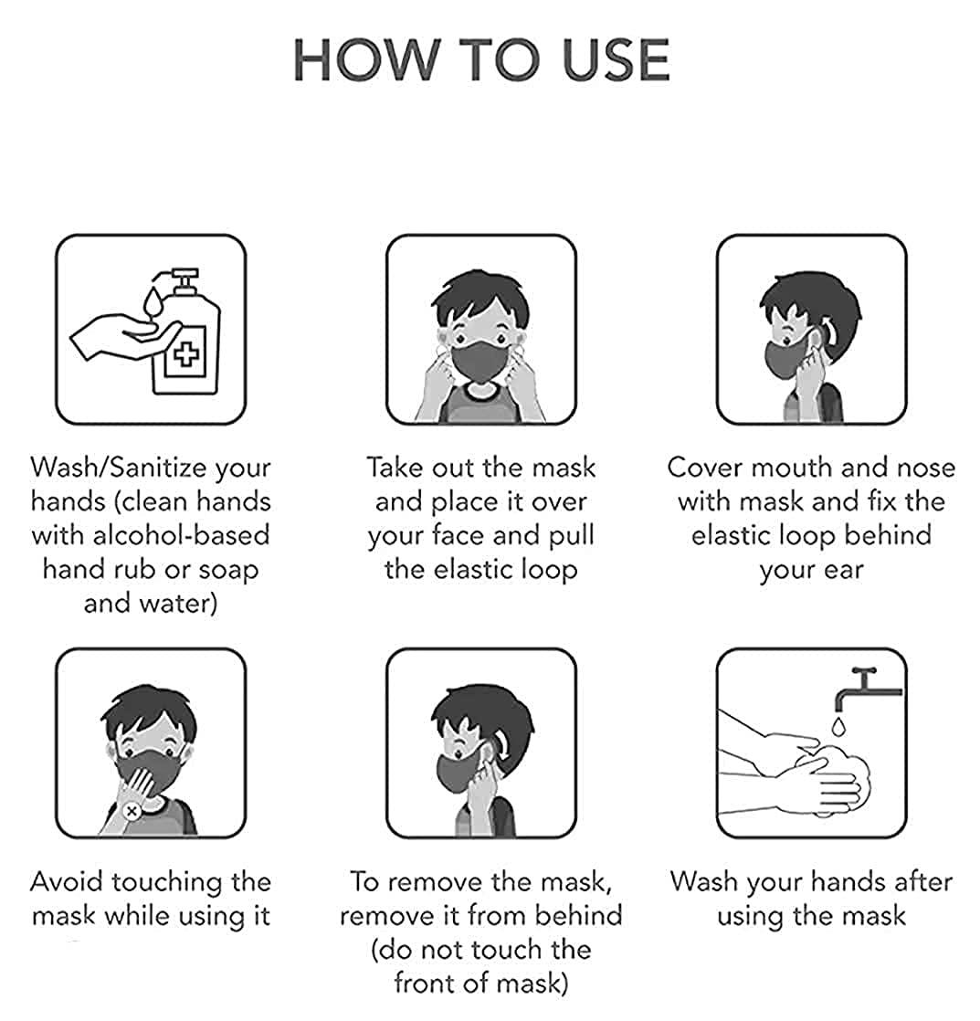 MAPLE MAPLE Boy's and Girl's Cotton Cute Designer Reusable Washable Breathable Face Mask with Adjustable Earloops Without Valve Multicolour (PACK OF 5) (Age 7-14 Years)