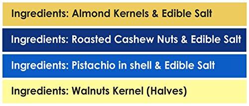 Yum Yum YUM YUM Premium Dry Fruits Combo Pack of 4 | California Roasted Almonds 250g, Roasted Cashew 250g,Roasted Salted Pistachios 250g, Walnut Kernels 250g| Total 1kg | Healthy Dry Fruits Snacks | kaju, Badam, Pista, Akhrot Giri Combo
