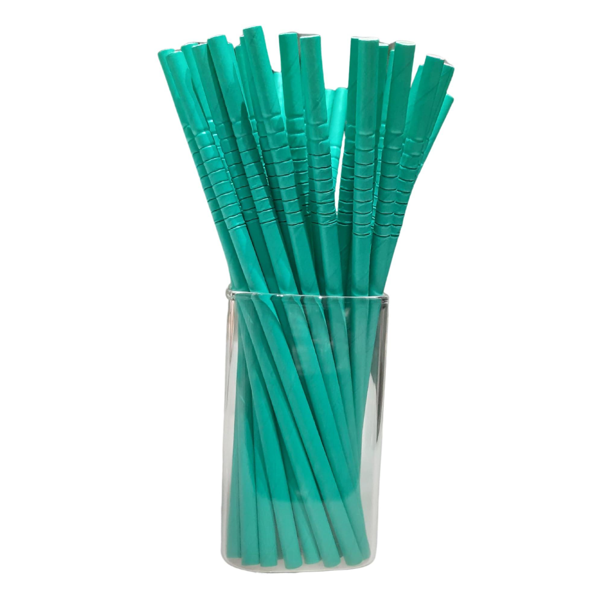 Wiies Straw 7 mm Pack of 50 Pcs Bend Paper Straw 7.5 inch Ecofriendly Straws Aqua Fancy Straws for Drinking Juice Party Straw Pack Paper Straws for Drinking Juice Disposable Paper Straw