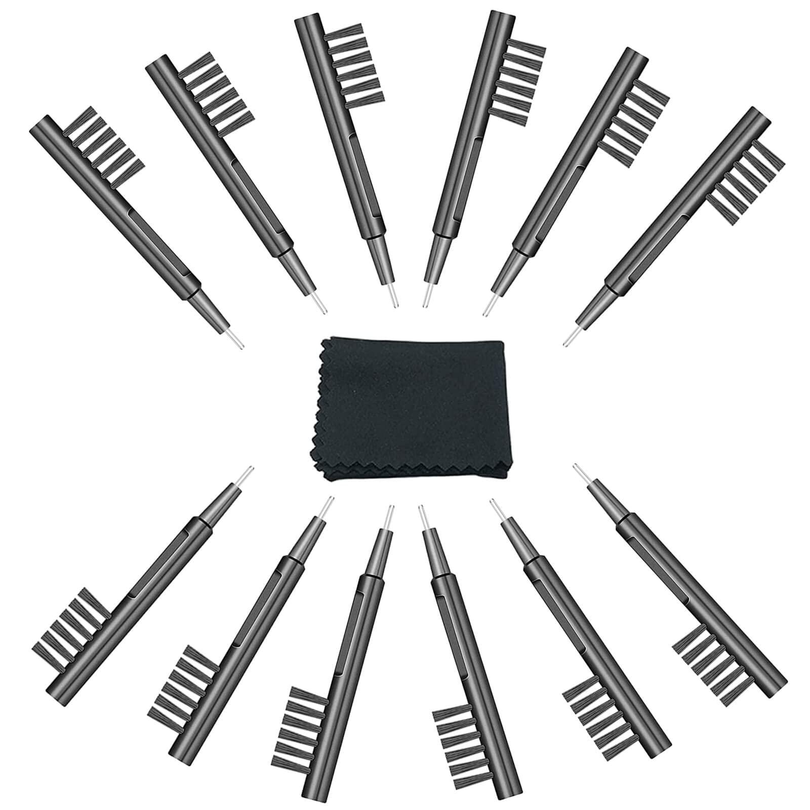 Elonvoc 12 Pieces Hearing Aid Cleaning Brush Hearing Amplifier Brushes with Wax Loop and Magnet Suitable for Earbuds,Headphones,Airpods Cleaner Brush Kits with Cleaning Cloth