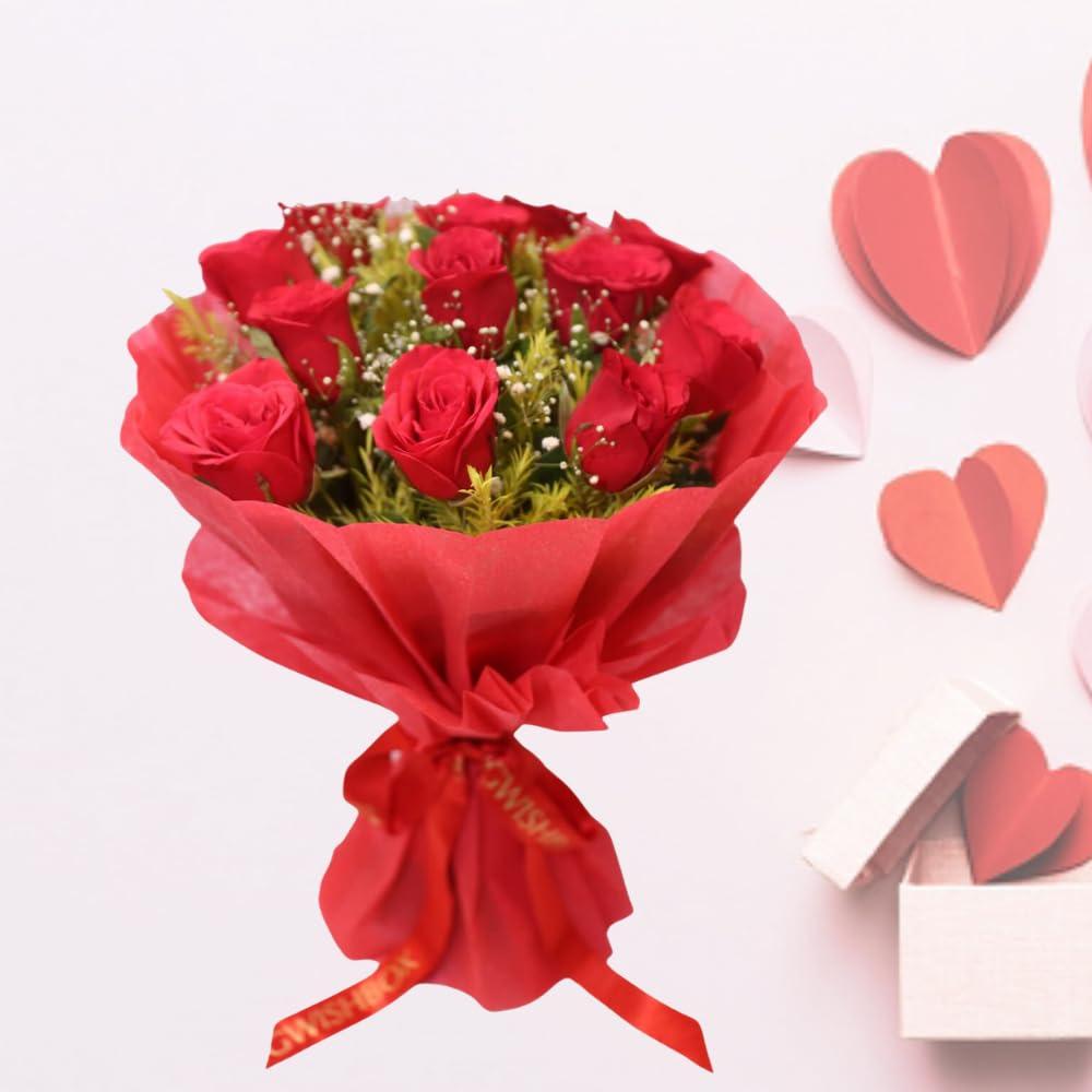 80 rose garden 80 Rose Garden Valentines Day Gift Combo | 10 Red Roses Bouquet with 500 gm Chocolate Heartshaped Cake | Surprise Gift for Your Loved Once | Next day Delivery