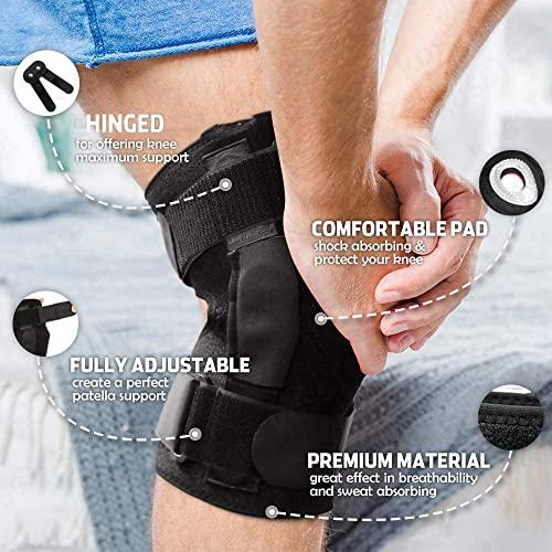 kossto kossto Hinged Knee Brace, Open Patella with Gel Pads & Dual Metal Side Stabilizers-Support for Running, ACL, Meniscus Tear, Arthritis Pain relief For Men and Women (Compatible Small,Medium,large,XL)