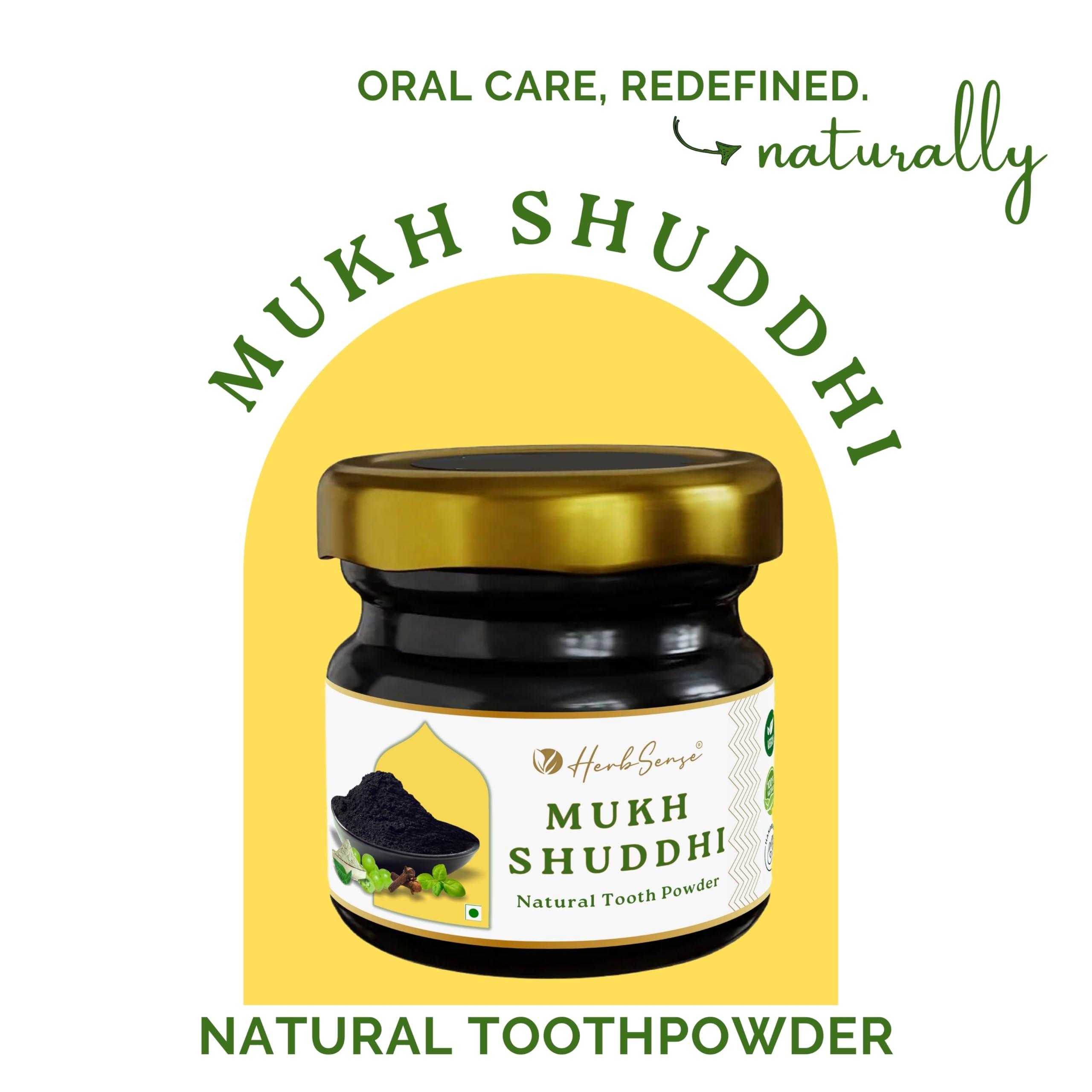 Herbsense Herbsense Plant Based Herbal Tooth Powder , For Healthy Gums & Complete Oral Care, May Help in Teeth Whitening, Enriched With Activated Charcoal & Herbs, Zero Added Preservatives & Chemicals, Zero Waste & Sustainable Products | 20gmx3 Pack of 3