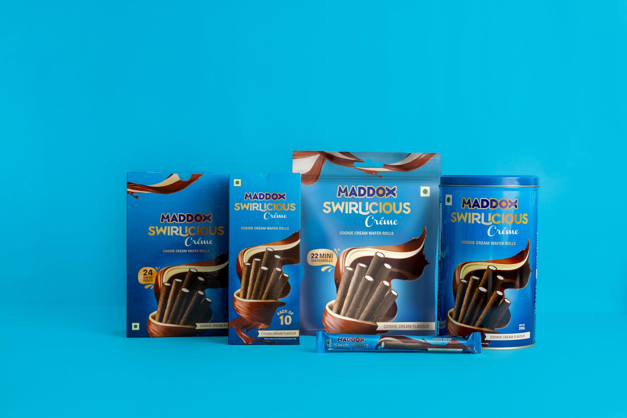 Maddox Maddox Swirlicious Cookie Cream Wafer Roll 315gm (10.5g x 30 Wafer Rolls)