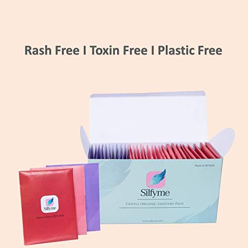 Silfyme Silfyme® Organic Biodegradable Sanitary Pads Made of 100% Organic cotton & Bamboo Fibre - Rash-Free | Plastic Free | Paraben Free | Toxin Free | Chlorine Free - Pack of 30 (All Medium Flow)