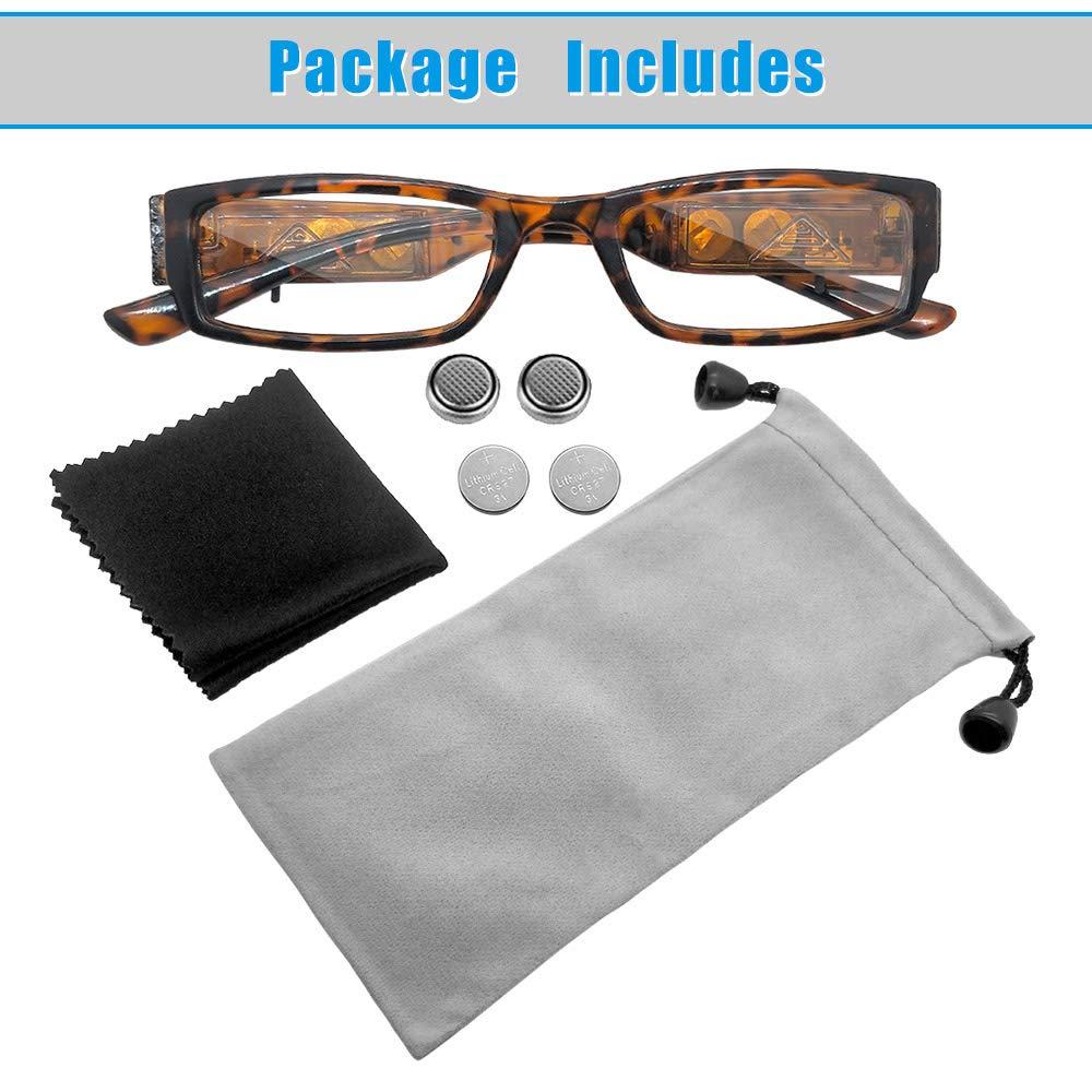 DuanMei Led Readers for Men and Women Magnifying Glasses with Light Reading Glasses With Light Led Magnifier Eyeglasses Nighttime Reader Compact Full Frame Eyewear Unisex Lighted Eye Glasses,+1.5