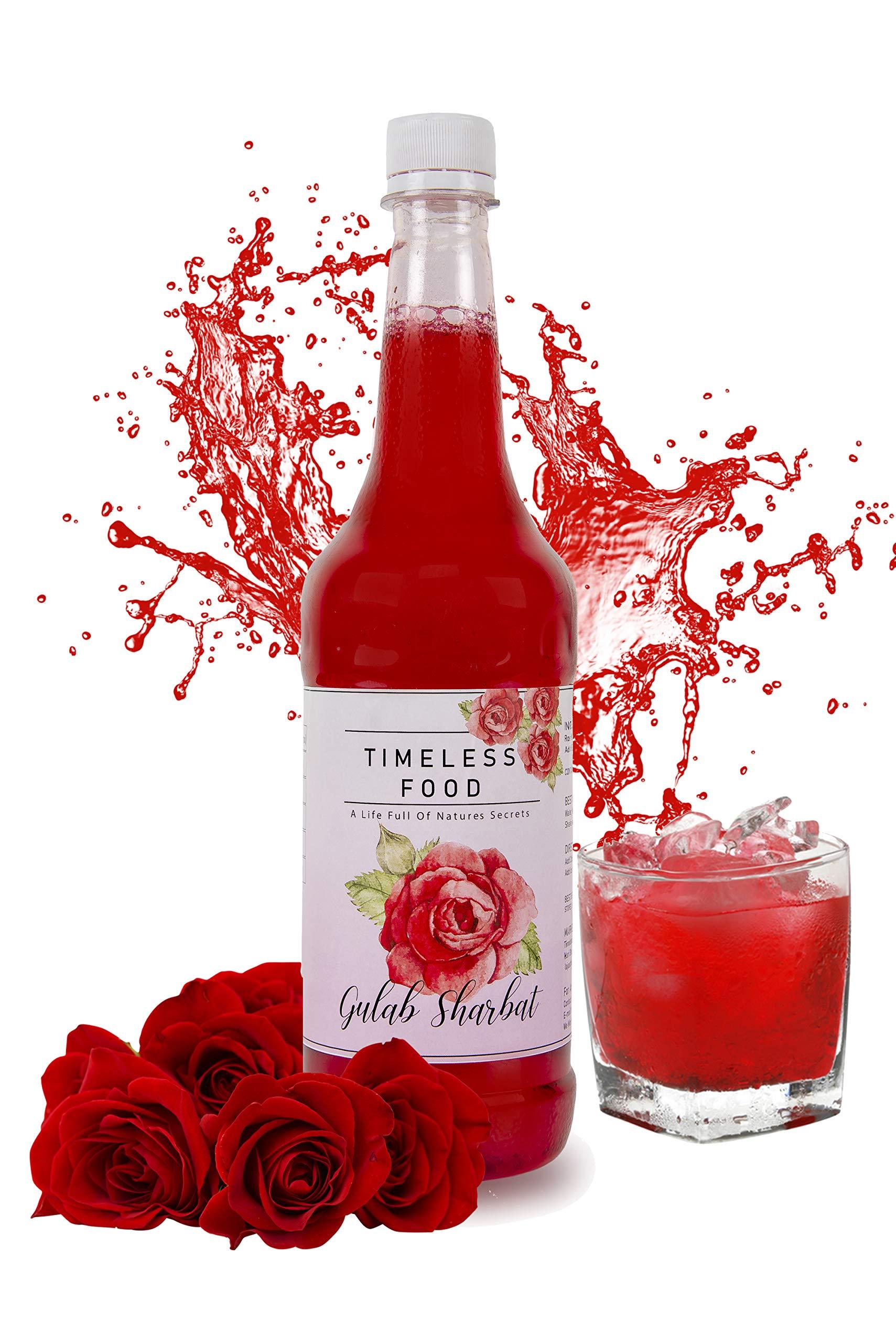 Timeless Food Timeless Food : Gulab Sharbat, Rose Syrup From Natural Rose Petals, 750 Ml, 1000 grams