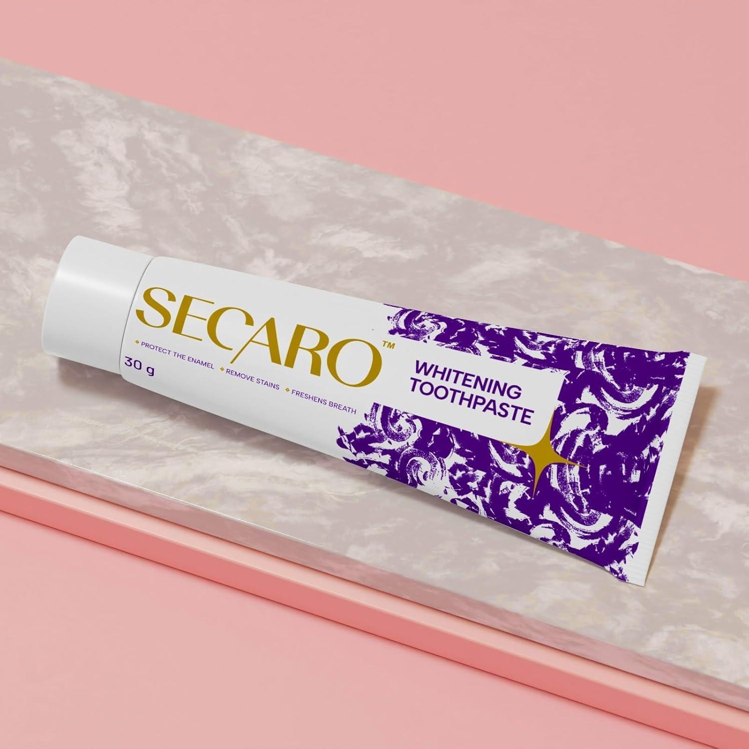 Secaro Secaro Teeth Whitening Toothpaste | Pack of 4 Toothpaste for Fresh Breath | Cleans and Remove the Yellow Stains from Teeth | Cool Blue Color Toothpaste for Teeth Sensitivity | 100gm Each