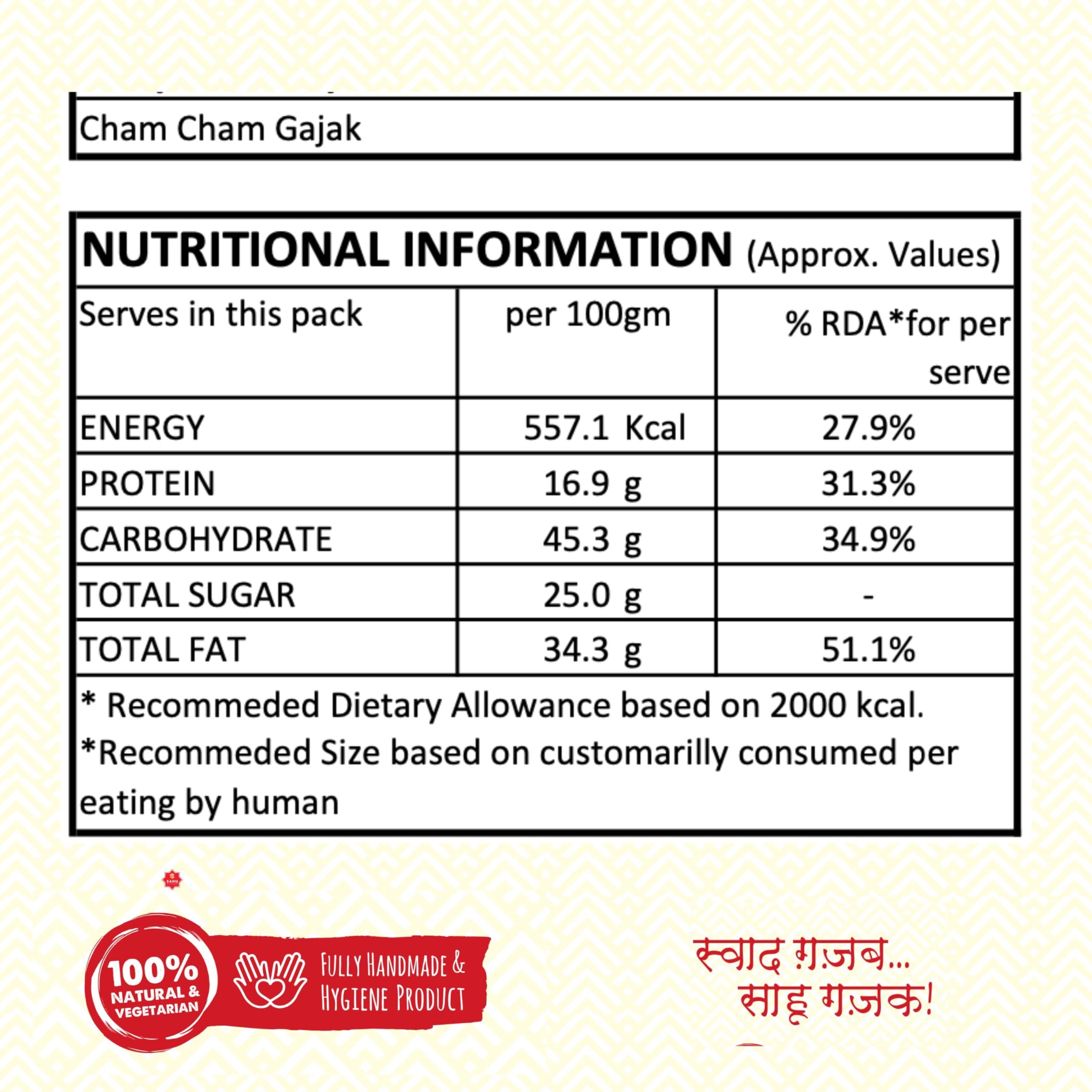 SAHU GAJAK BHANDAR SAHU GAJAK BHANDAR Cham Cham Gajak - 500g | Malai Gazak | Sesame Sweets | Gajjak Burfi | Til Ki Barfi | Indian Gachak Mithai | Till Burfee