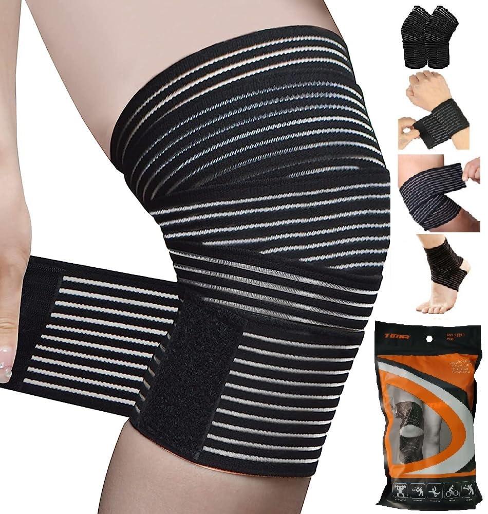 TIMA TIMA Elastic Knee Compression Bandage Wraps  Knee Support Straps for Legs, Thighs, Hamstrings Ankle & Elbow Joints Reduce Swelling, Lymphatic Relief & Knee Replacement Surgery Elastic Bandage