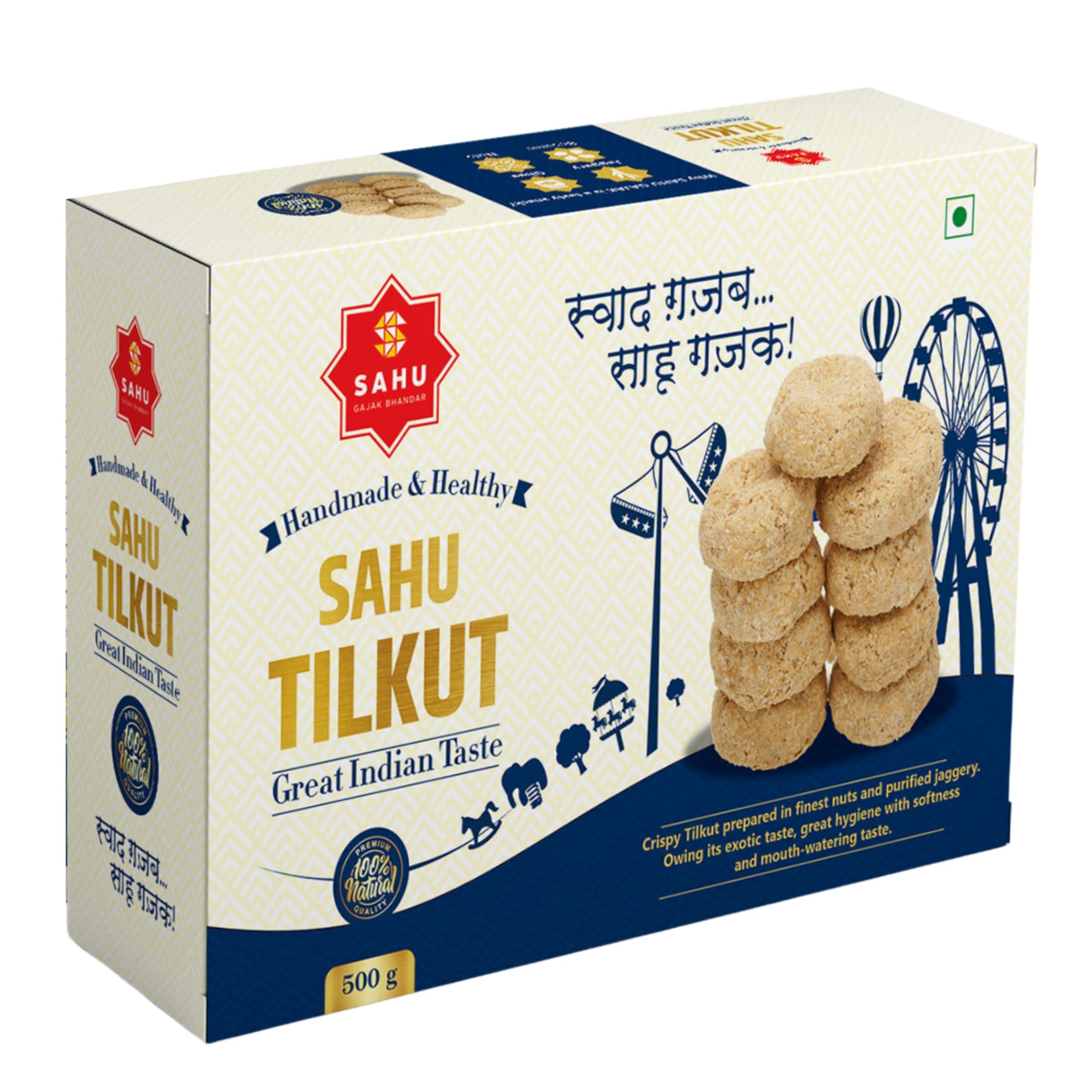 SAHU GAJAK BHANDAR SAHU GAJAK BHANDAR Sahu Tilkut Gajak 500 Gram | Kutema Gajjak | Tilkatri | Tilkoot | Tilkut | Sweets and Snacks | No Added Preservatives