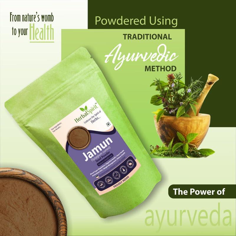 HerbalSpirit Herbal Spirit Jamun Seed Powder for Diabetes, 100gm | Jamun Powder for Diabetes | Naval Kottai Powder | Jambhul Powder |